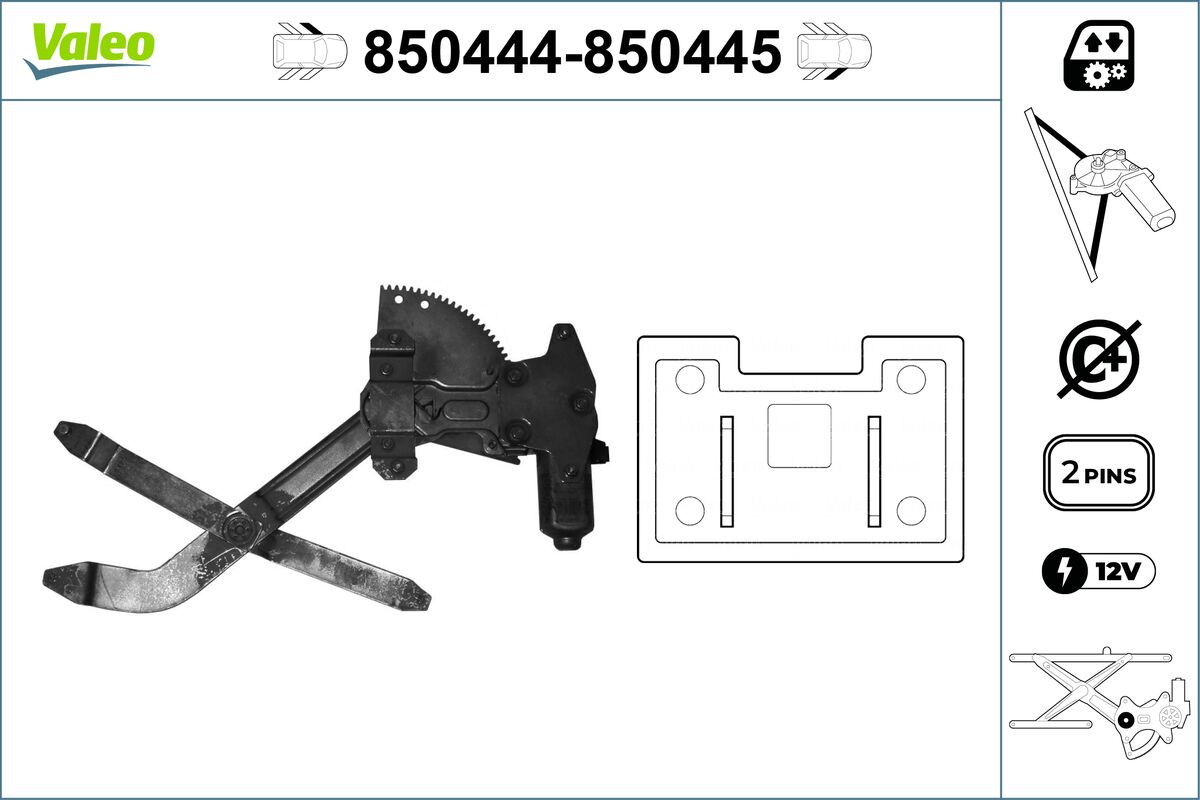 Mecanism actionare geam 850444 VALEO